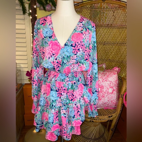 Lilly Pulitzer NWT Cristiana Stretch Dress Navy Always Be Blooming Size 8,10,14 - Picture 5 of 11